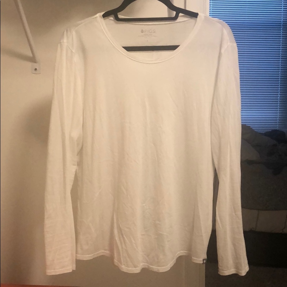Figs Super Soft Long Sleeve Underscrub — White